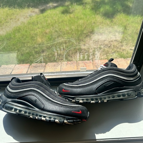 Men’s Nike Air Max 97 black sport red in size 8.5 - Picture 3 of 6